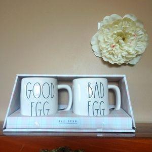 Rae Dunn Good Egg Bad Egg Mug Set, New